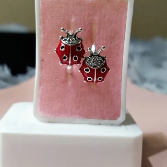 Lady Bug 🐞Sterling Silver Earrings - Picture 2 of 6